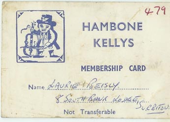 Hambone Kelly's Club Card